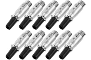 SHINEOFI 10PCS 3-Pin Female XLR Microphone Cable Connectors Audio Plug Socket for Studio and Stage