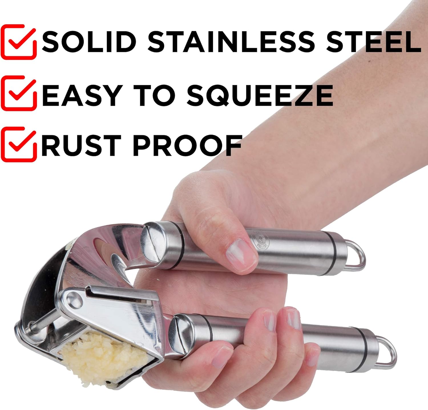 Alpha Grillers Garlic Press. Stainless Steel Mincer