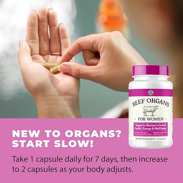 BEEF ORGAN SUPPLEMENT FOR WOMEN – BEEF LIVER, KIDNEY, HEART AND UTERUS TISSUE, SUPPORTS WOMEN’S OVERALL ENERGY AND HEALTH – PASTURE RAISED IN NEW ZEALAND – NO FILLERS OR FLOW AGENTS – 120 CAPSULES