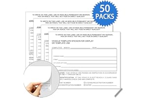YNXPTBNC White Vehicle Form Template Sticker,50 Pack Blank Auto Record Sample for Display or Template Use,Writable and Removable Design
