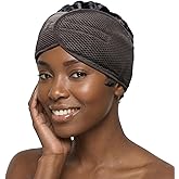 DONNA Deluxe Foam Velcro Headband, Silk Hair Wraps for Face Wash, Makeup and Hair Accessories BLACK