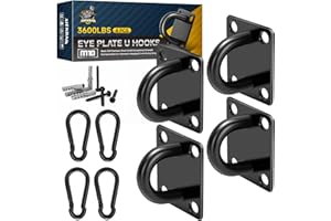 XIEKRAB Stainless Steel 4Pcs Heavy Duty Square Ceiling Hooks - M10 10MM Snap Hooks, 16Pcs Screws & Expansion Tube - Indoor/Outdoor