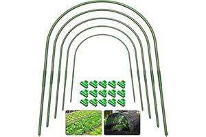 FOTMISHU Garden Hoops, Greenhouse Hoops for Raised Beds Row Cover Garden Netting, 5Pcs Rust-Free Garden Tunnel with Clips, 19.6"x 22.8" Reuseable Gardening Supplies for Plants Vegetables