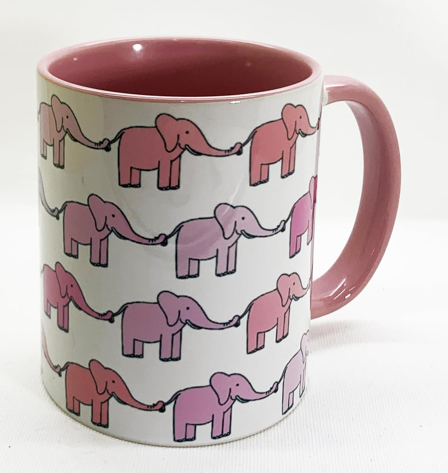 Half a Donkey The Pink Elephants Mug with Pink Glazed Handle and Inner