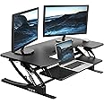VIVO 42 inch Height Adjustable Stand Up Desk Converter, V Series, Quick Sit to Stand Tabletop Dual Monitor Riser Workstation, Black, DESK-V000VL