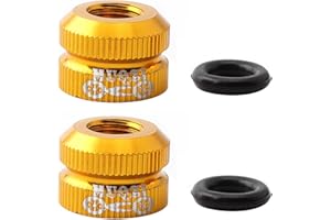 YUNDXI 2 Pieces Bike Vacuum Tire Valve Nuts with Sealed O-Ring, Presta Inner Tube Valve Nut Accessories for Most Mountain or Road Bicycle (Golden)