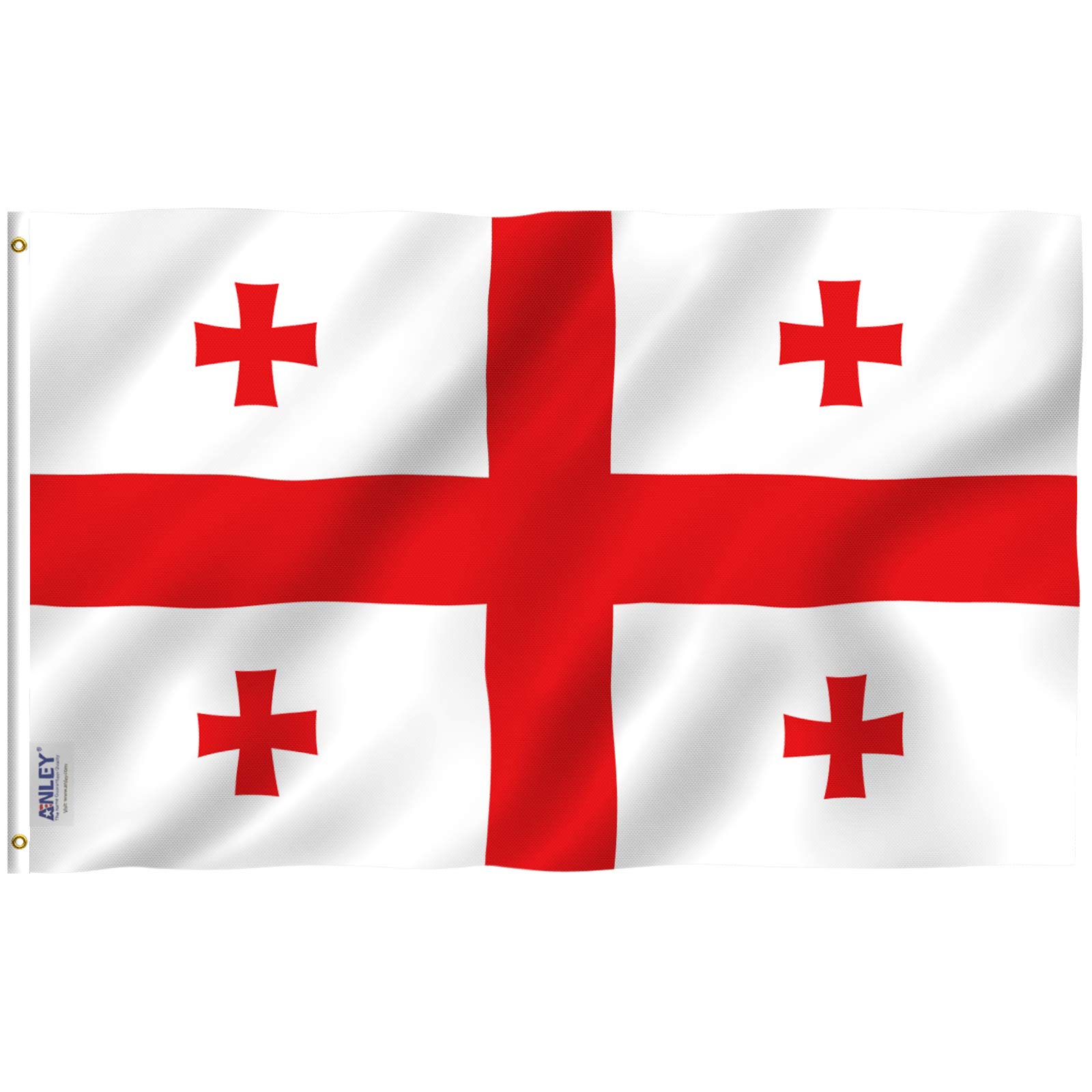ANLEY Fly Breeze 3x5 Feet Georgia Flag - Vivid Color and UV Fade Resistant - Canvas Header and Double Stitched - Republic of Georgia Flags Polyester with Brass Grommets 3 X 5 FT