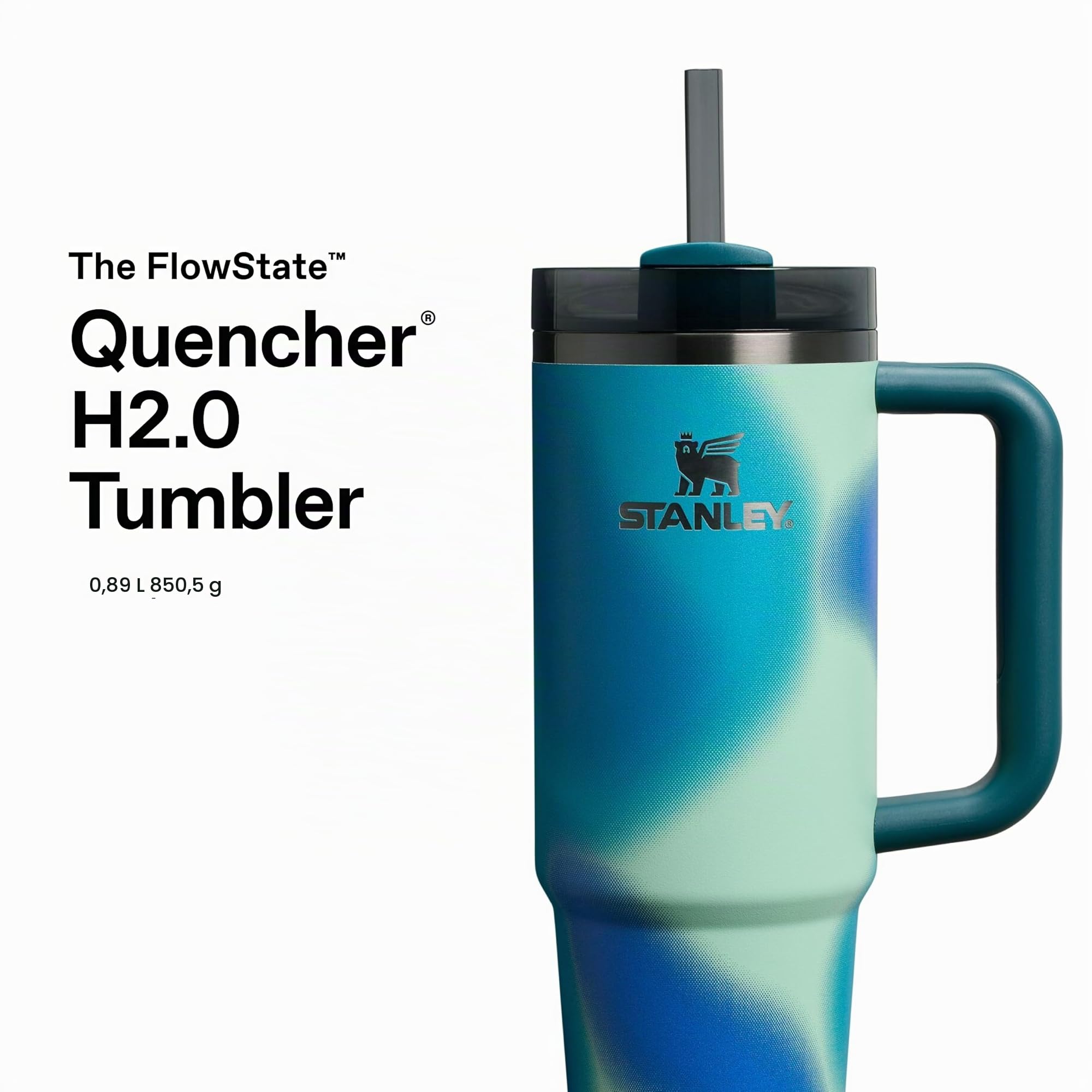 STANLEY 1913 Quencher H2.0 FlowState Tumbler 0.89L - Coastal Teal Motion 3