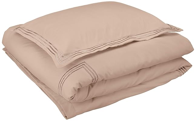 AmazonBasics Premium Embroidered Hotel Stitch Duvet Cover Set