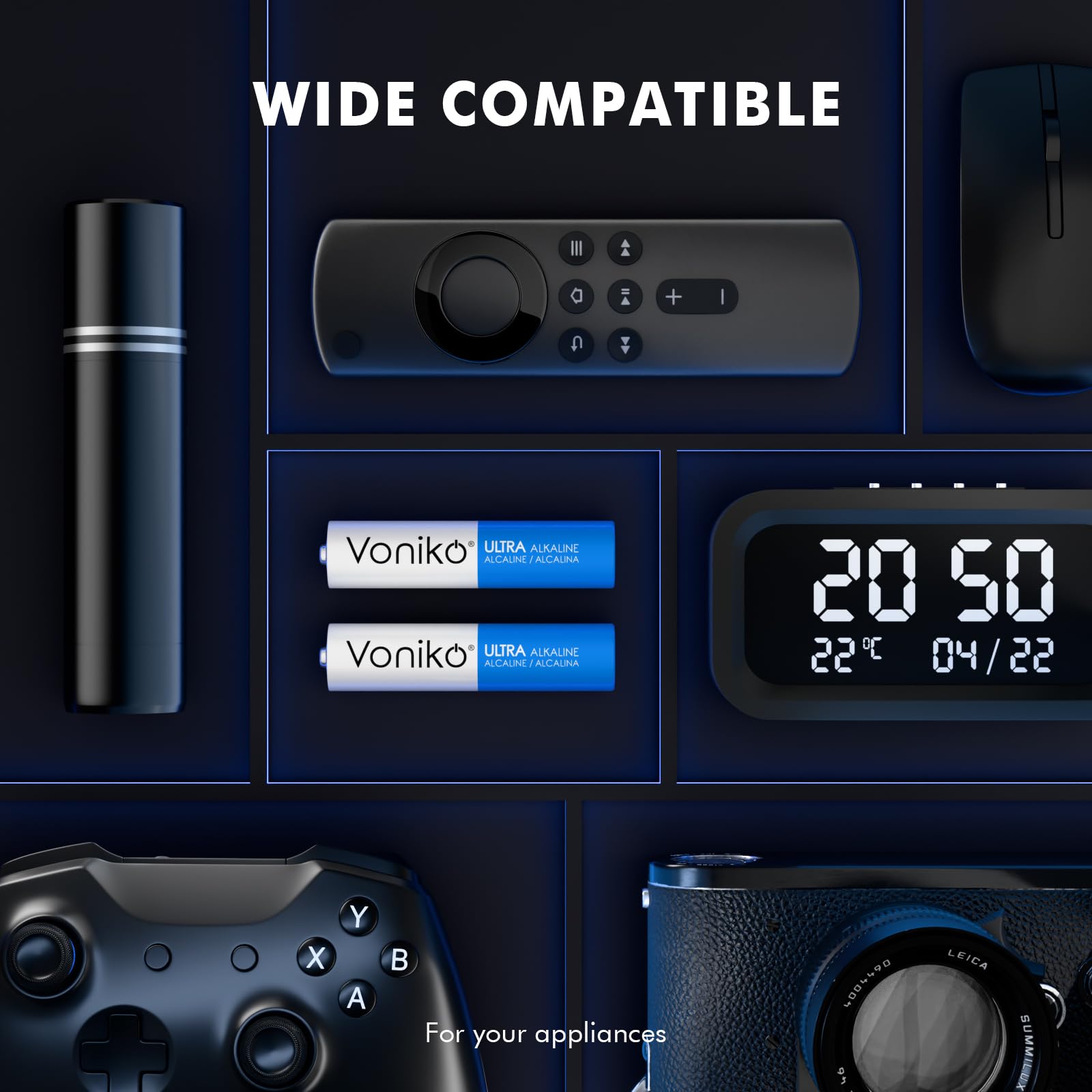 Voniko Ultra AAA Batteries 24 Pack - Alkaline Triple A Battery, Ultra Long-Lasting for All Your Devices, 10-Year Shelf Life, Leak-Proof & Mercury-Free