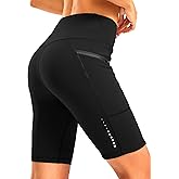 Bikewa Women's High Waisted Biker Shorts 8" Running Workout Tummy Control Bike Spandex Shorts for Women Zipper Pockets