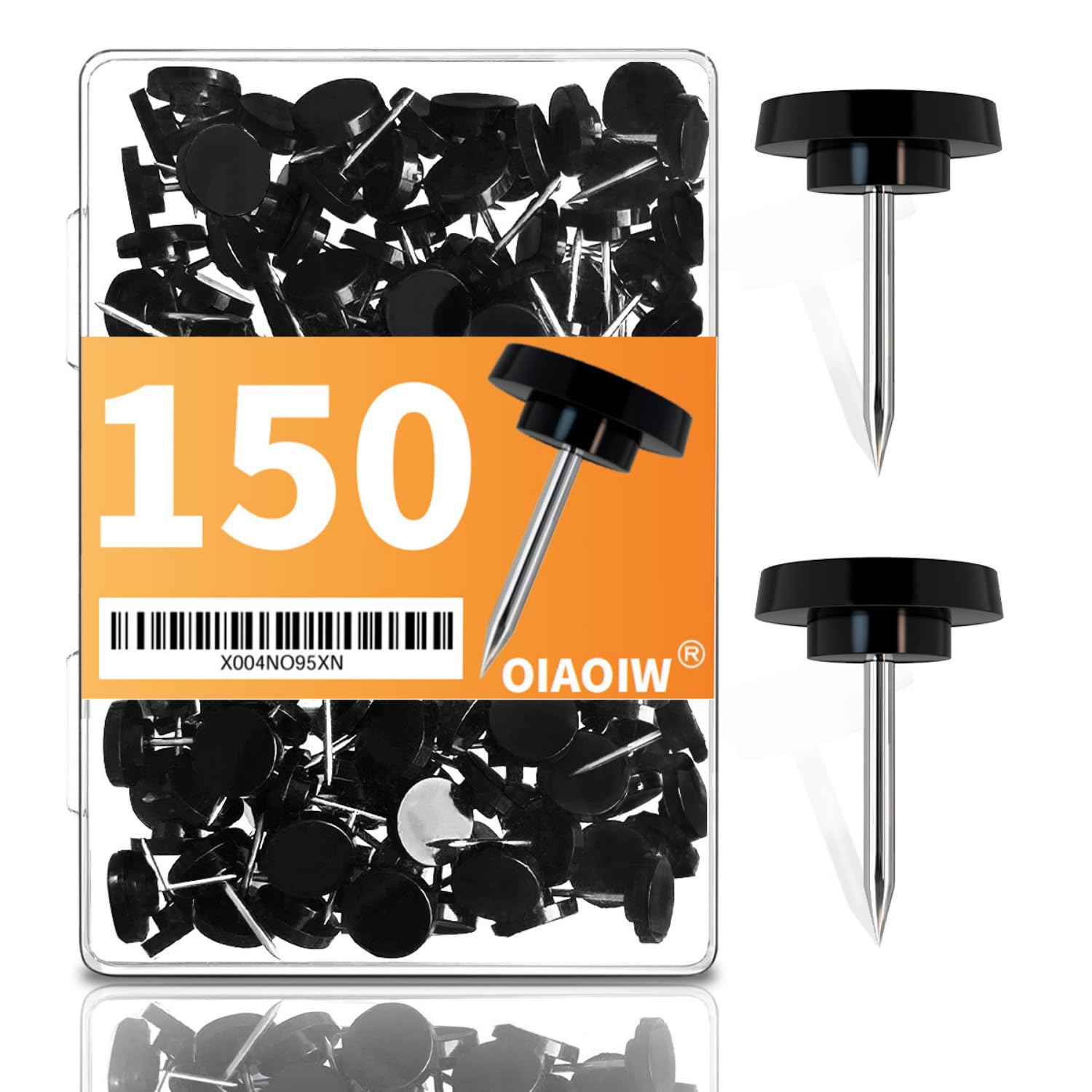 Photo 1 of 150 PCS Black Flat Push Pins for Wall Thumb Tacks for Walls Flat thumbtacks Push pin for Bulletin Board Shadow Box Display Thumbtack for Cork Board