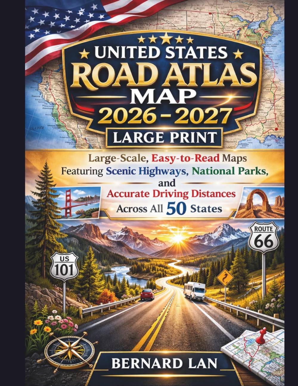 Photo 1 of **SEE NOTES** UNITED STATES ROAD ATLAS MAP 2026–2027 LARGE PRINT (FULL COLOR): Large-Scale, Easy-to-Read Maps Featuring Scenic Highways, National Parks, and Accurate Driving Distances Across All 50 States