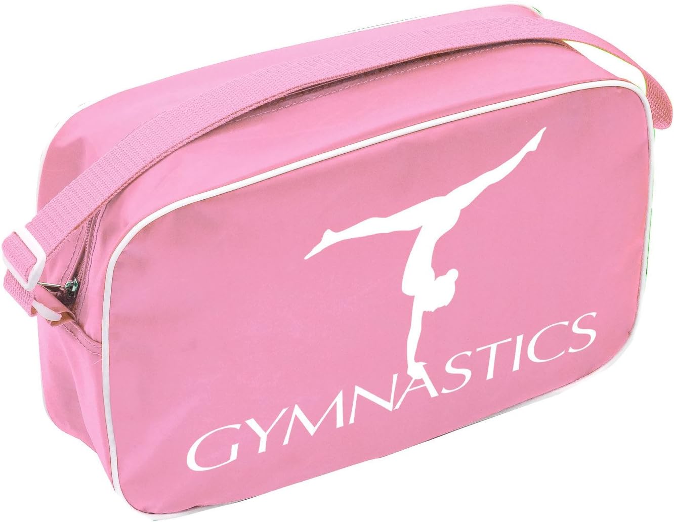 Gymnastics Shoulder Bag Gymnast Print Logo Zip Top Shoulder Strap PINK