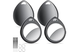 QCOQ Air Tracker Tags-4 Pack Black, 5.3 Bluetooth Trackers Work with Apple Find My (iOS Only), 100dB Sound, Smart Tag with Ke