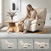 Furnimart Silla reclinable giratoria de gran tamaño, silla reclinable manual extra ancha para adultos, silla mecedora para gu