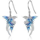Phoenix Earrings Sterling Silver Phoenix Enamel Dangle Drop Earrings Phoenix Jewelry for Women Gifts