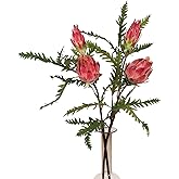 IPOPU Red Artificial Protea Flowers 2PCS Realistic Artificial Protea Silk Cynaroides Flower 31" Long Stem The King Protea Fake Plant Flowe for Wedding Table Centerpieces Home Garden Decoration(Red)