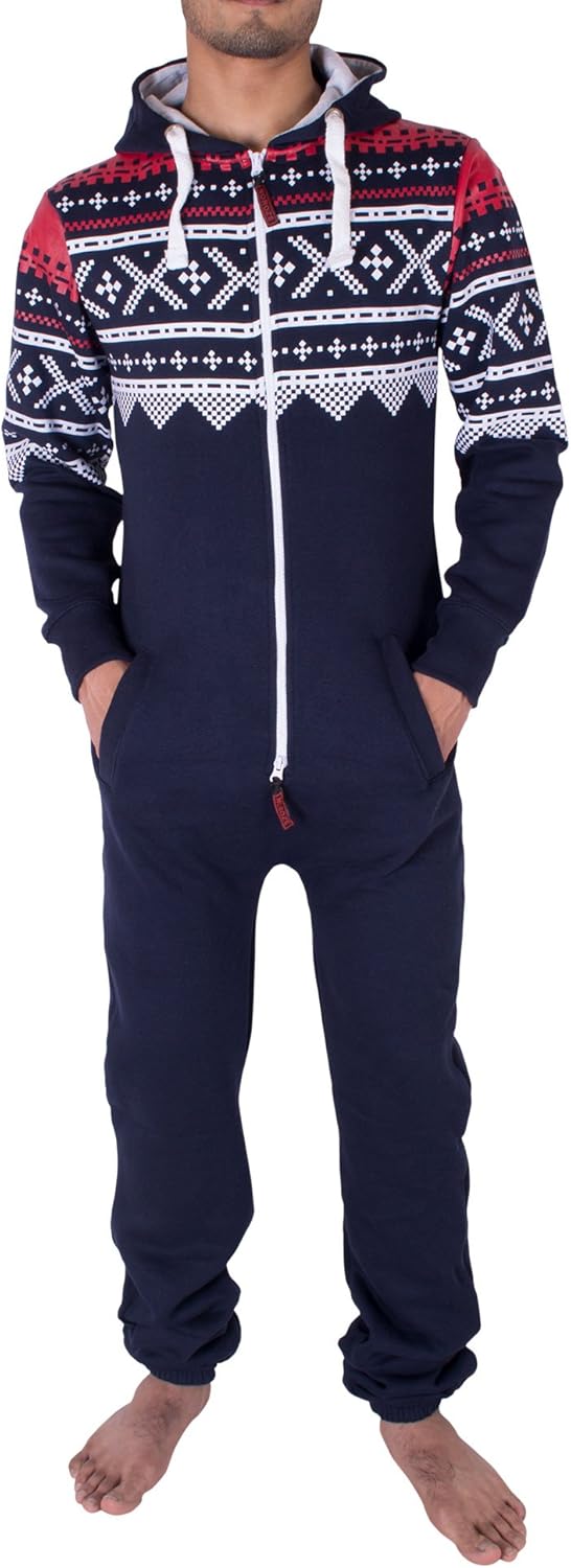 NOROZE Mens Hoodie Jumpsuit Onesie One Piece Pajamas at  Men’s Clothing store