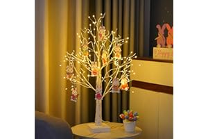 PXBNIUYA Easter Decor, 144 LED Artificial Tree Lamp with Timer, DIY Birch Tree with LED Lights, Lighted up Tree Lamp USB/3AA Battery, Fairy Light Spirit Tree for Home Bedroom July 4th Decor (Warm White)