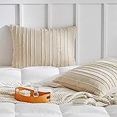 WARMDERN Khaki Striped Pillow Covers Standard Pillow Cases Soft Microfiber Stripe Pillow Cases Set of 2 Boho Tufted Stripes Textured Pillowcase with Envelope Closure(Khaki, Standard, 20x26 Inches)
