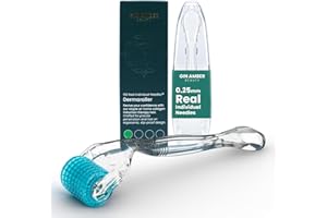 GIN AMBER BEAUTY LLC Gin Amber Beauty Derma roller (0.25mm) - 192 Real Individual Needles, Microdermabrasion Device for Skin Care, Serum Absorption with Microneedling, Safe and Painless Revitalizer Tool, Hygienic Case