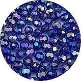 Pinhoollgo 300pcs 8mm Acrylic Faceted Round Beads AB Colors Glossy Acrylic Beads Round Spacer Beads with Hole for DIY Bracelet Necklace Jewelry Making Supplies Handmade Craft(Royal Blue AB)