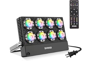 SANSI Led Flood Light 500W Equivalent 5000LM,RGBW Outdoor Color Changing Stage Landscape Lights with COC Tech,Remote Control 