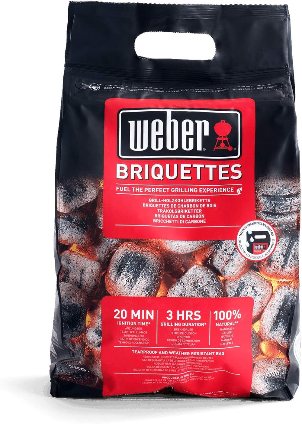 Weber Grill Briquettes 2kg Natural Wood Charcoal FSC Certified Long Burn Time