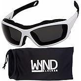 WYND Blocker Motorcycle Riding Glasses Extreme Sports Wrap Sunglasses (White/Smoke)