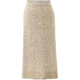 ebossy Women's Winter Warm High Waist Side Slit Wool Blend Long Skirts Rib Knit Stretchy Bodycon Pencil Skirt