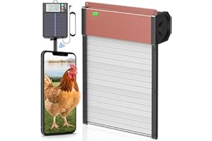 MIR0ESETH Large Automatic-Chicken-Coop-Door-Solar - Powered, LCD Display with Smart Timer, Light Sensor & Anti-Pinch Safety, Remote Control 4 Modes