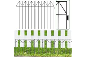 GRELWT 25 Pack 11"L x 16.6"H Animal Barrier Fence, Underground No Dig Fence, 3.5mm Galvanized Stakes with 1.7 inch Spacing, Metal Fence Panel for Outdoor Yard Patio,Total 22.9Ft(L) X 16.6in(H) Black