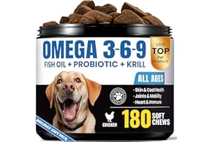BUDDYCHEER Omega 3 for Dogs – Salmon Oil for Dogs Skin & Coat Health, Fish Oil Supplement for Dog Shedding, Itch & Hot Spot Relief, Allergy Chews with EPA & DHA Fatty Acids for Skin & Joint Support - 180 Ct
