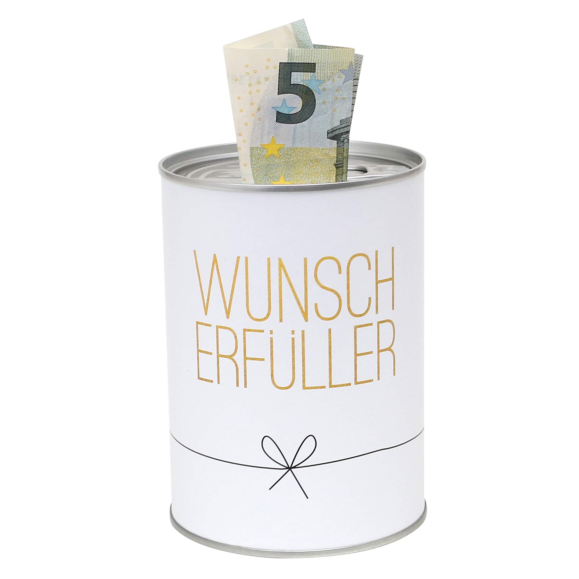 Metal Money Box – Preserve Tin Design – Motif: Wish Filler – Diameter 8.6 cm x Height 12 cm