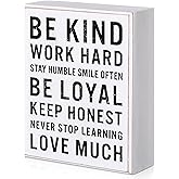 Be Kind Wooden Box Signs with Positive Quotes Sayings Inspirational Desk Decor Family Motivational Signs with Quotes for Farmhouse Office Employee Boss Desk Plaque 4.7 x 6 Inch(White)