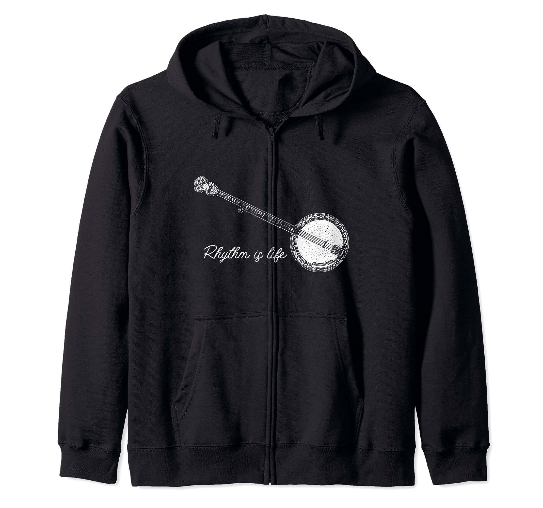 Rhythm Is Life Banjo Player Bluegrass Acoustic Instrument Zip Hoodie
