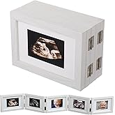 5 Folding Sonogram Picture Frame for Expecting Parents- 4.7" × 6.8" Baby Ultrasound Picture Frame Natural Wood Sonogram Pregnancy Frames Baby First Photo Frames for Pregnant Mom Gifts, Nursery Decor