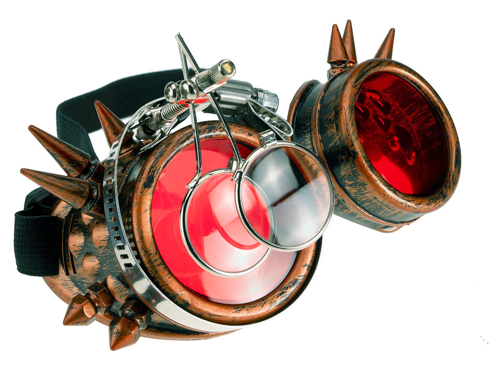 4sold Loupe Steampunk Black Cyber Goggles Rave Goth Vintage Victorian like Sunglasses (Gold Studs Eye Loupes)