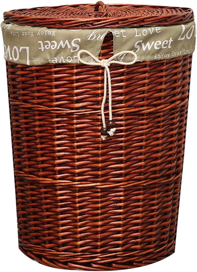 KKJKK Cesta de lavanderia de tecido grande com forro de pano de tampa