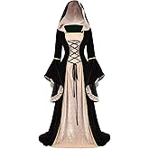 YEAXLUD Vampire Cute Halloween Costume for Woman Renaissance Medieval Evil Queen Dress Women's Black Witch Costumes Cosplay Apparel. (Black, X-Large)