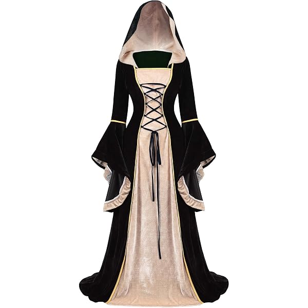 Vexlyn Vestido Medieval Mujer-Verde Vestido Medieval estilo Gótico Retro Vestido Medieval Renacentista con Mangas Acampanadas Para Mujer