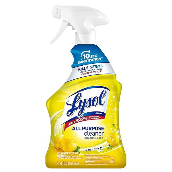 LYSOL ALL PURPOSE CLEANER SPRAY, MULTI-PURPOSE DISINFECTING SPRAY, KITCHEN & BATHROOM CLEANER, LEMON BREEZE SCENT, 32 FL OZ