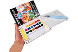 MAIKEDEPOT Watercolor Paint Set,Vivid Colors Travel Paint Set Graspable Painting Set Watercolor Sketching Kit with Water Brush Pens,24 Sheets Watercolor Papers,3 Online Tutorial Video - 18colors