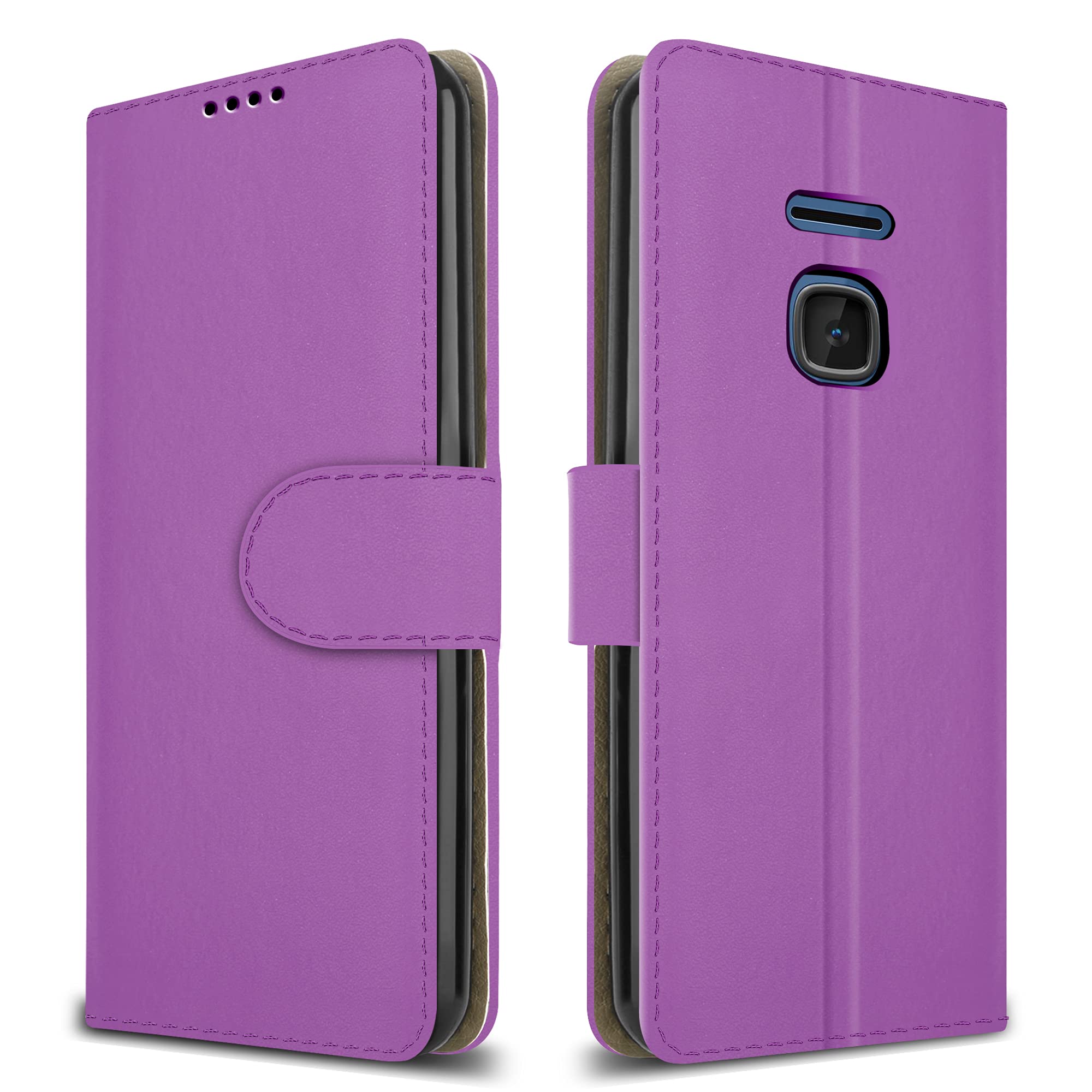 PIXFAB For Nokia 225 4G Leather Phone Case, Magnetic Closure Full Protection Book Folio Design, Wallet Case Cover [Card Slots] and [Kickstand] For Nokia 225 (4G) - Purple