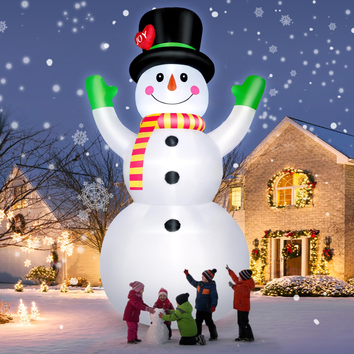 Photo 1 of 10 FT Christmas Inflatables Snowman Outdoor Yard Decorations, Giant Blow Up Snowman, Built-in Bright LED Lights, Huge Xmas Blowups Snow Man Outside Holiday Decor for Garden Patio Porch Lawn Home Party