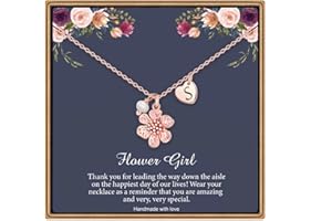 IEFLIFE Flower Girl Gifts - 14K-Gold-Plated Heart Initial Necklace Wedding Gift for Girls