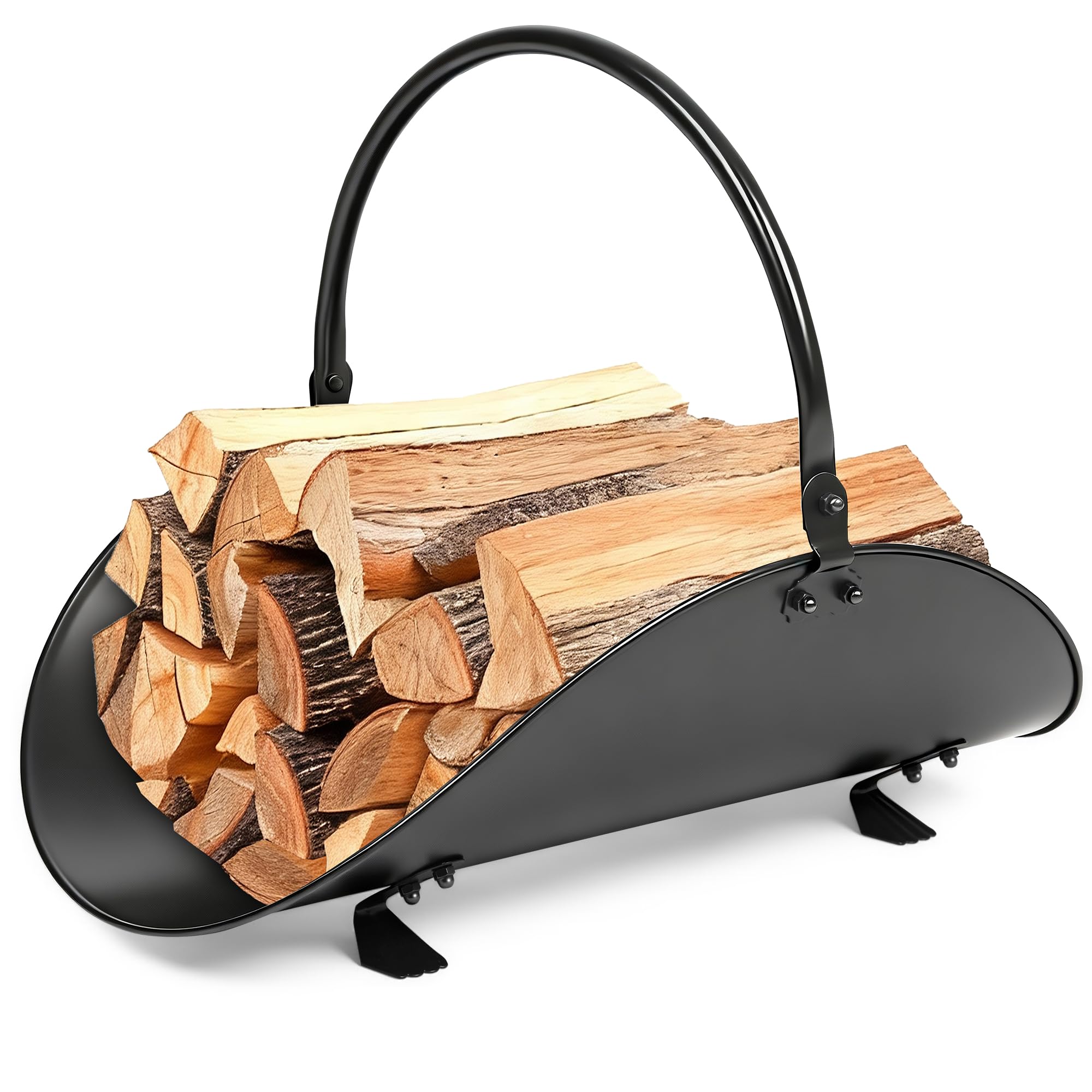 Photo 1 of AMAGABELI GARDEN & HOME Fireplace Log Holder Indoor Firewood Basket Holder Carrier Metal Wood Rack for Fire Wood Outdoor Storage Organizer