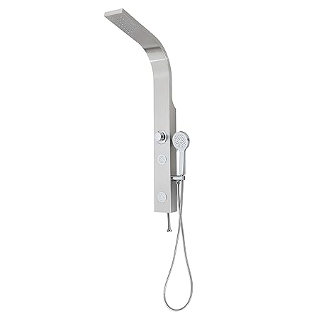 Edelstahl Duschpaneel mit integrierter Kopfbrause und zwei Massagedüsen inkl. Handbrause