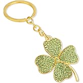 XGALBLA Cute Lucky Charm Green 4 Leaf Clovers Key Ring Four Leaf Clover Keychain for Women Men Bag Charm keychain Silver/Gold